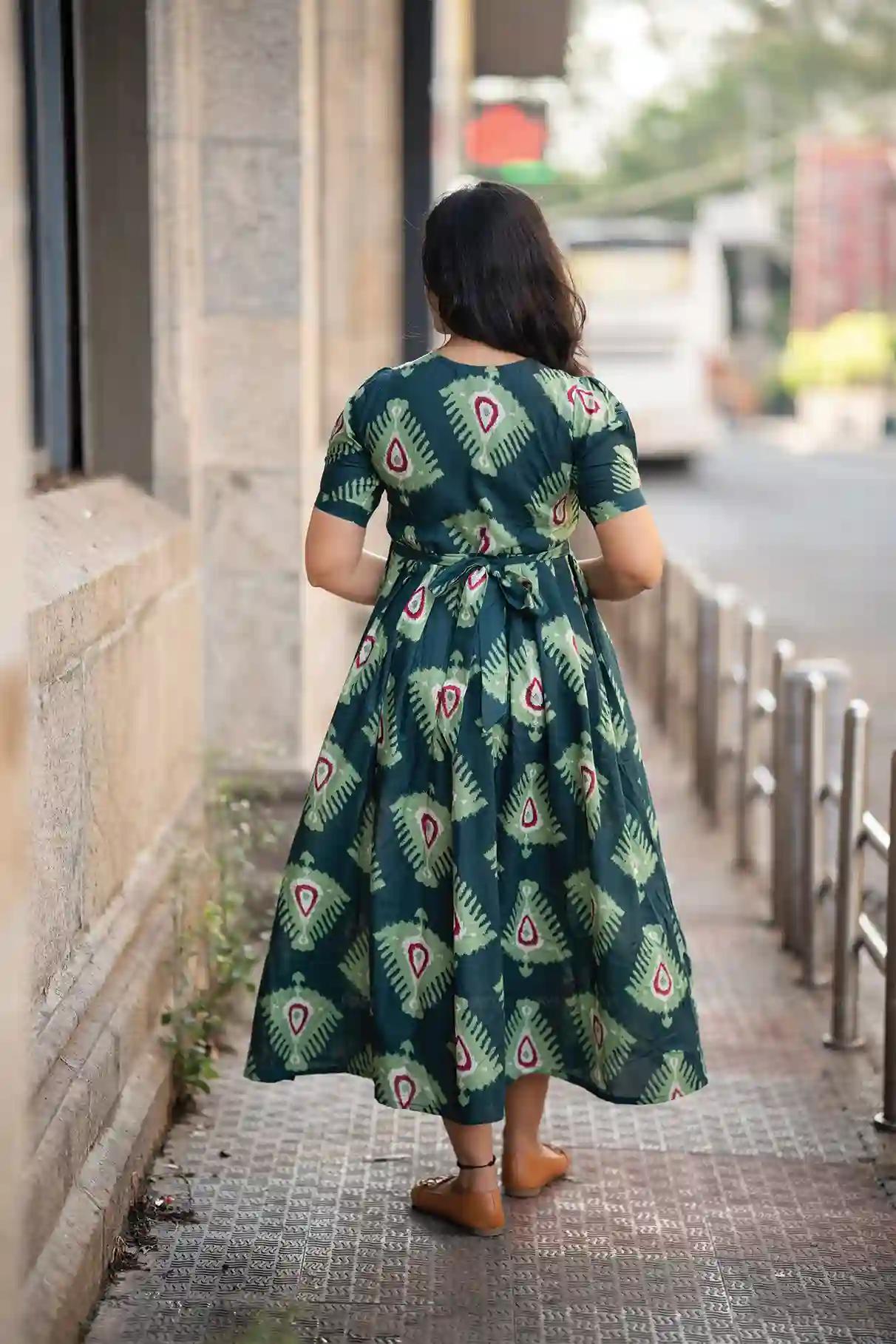 Inkmist Navy printed Maternity and Feeding Cambric Dress - product media